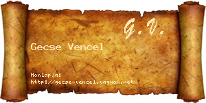 Gecse Vencel névjegykártya